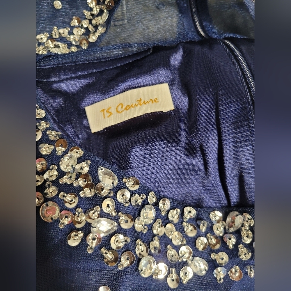 TS Couture New Velvet Dress Sequins Beautiful S - Picture 7 of 7